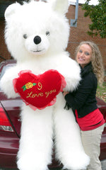 6 Foot Teddy Bear Giant White Teddybear With I Love You Heart Soft 72