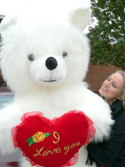 6 Foot Teddy Bear Giant White Teddybear With I Love You Heart Soft 72