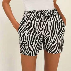 Elastic Waist Fitness Bottoms Fashion Pocket Shorts Mujer Zebra - Horizon Bliss