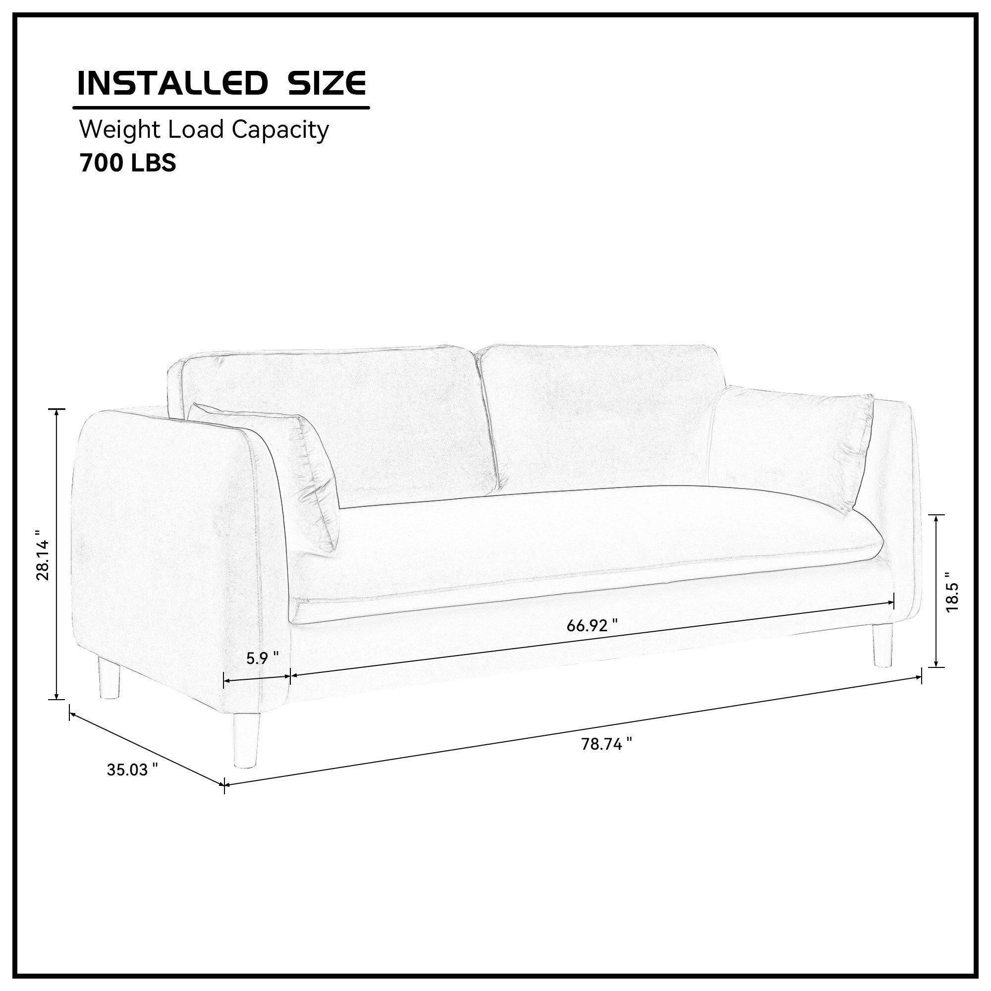 78.74inch 2-Seat Upholstered Loveseat Sofa Modern Couch, Luxury