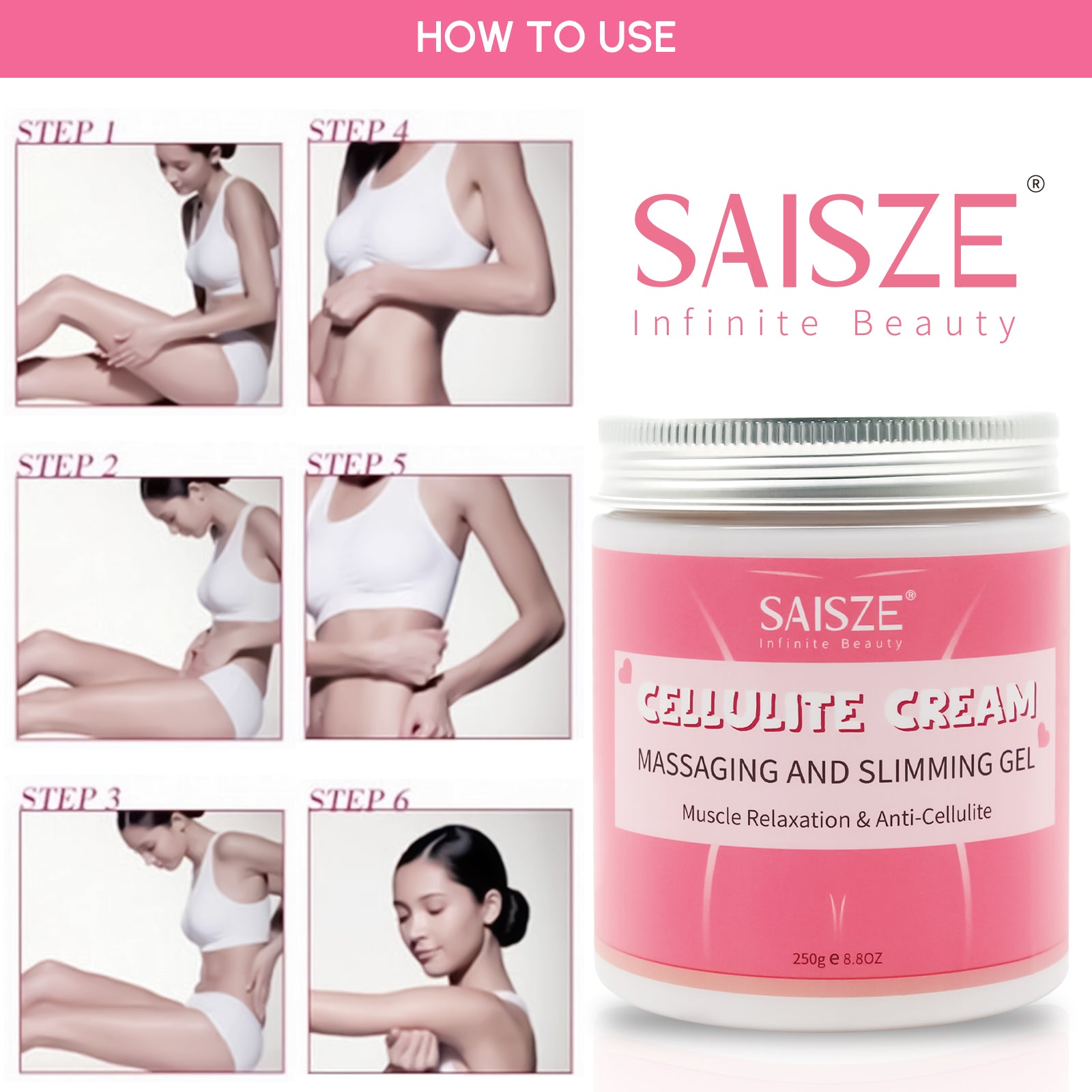 8.8 oz Anti Cellulite Body Slimming Cream with Massager and Remover