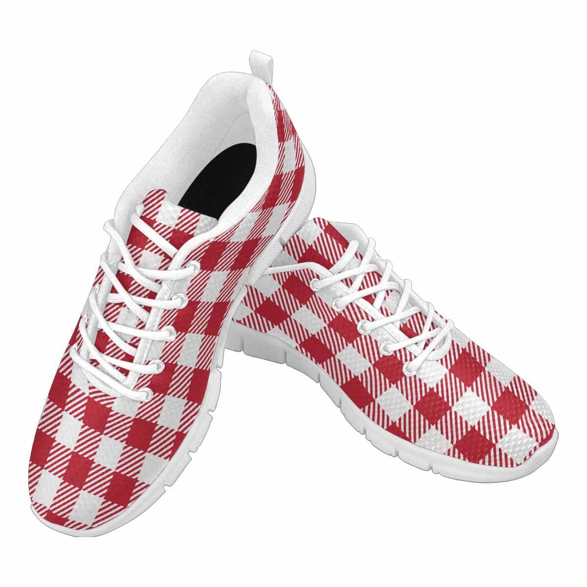 Sneakers For Men,   Buffalo Plaid Red And White - Running Shoes Dg863 - Horizon Bliss