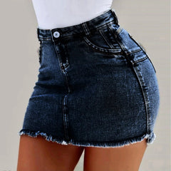 Women's High Stretch A-Line Mini Skirt in Washed Denim