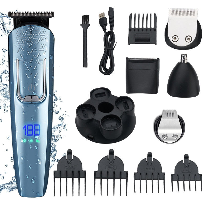 5in1 Professional Hair Clipper Cutting Machine Digital Display USB - Horizon Bliss