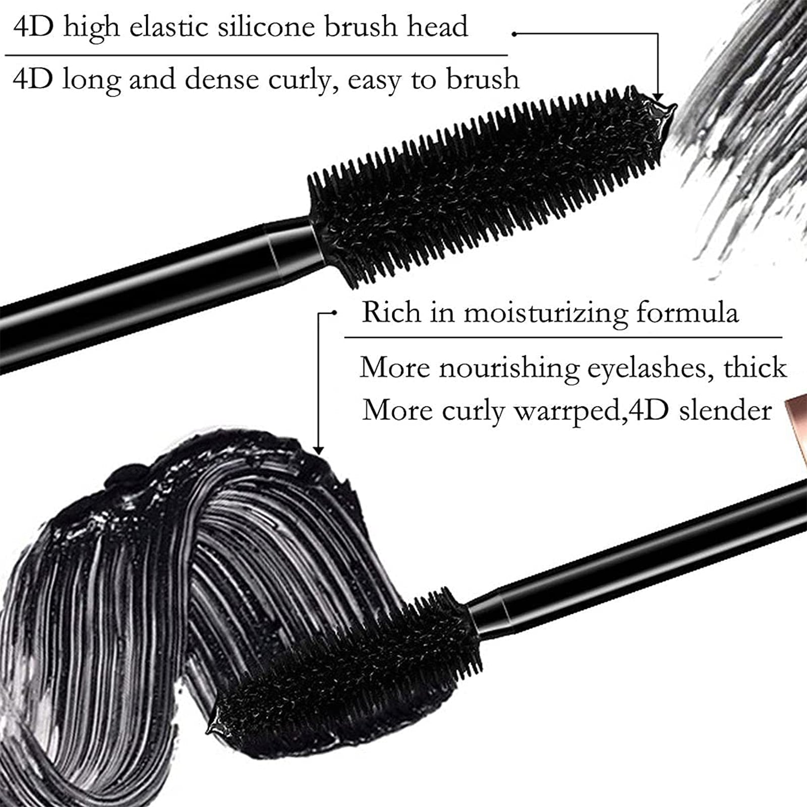 2 Pack Black 4D Silk Fiber Eyelash Mascara Extension Makeup Waterproof