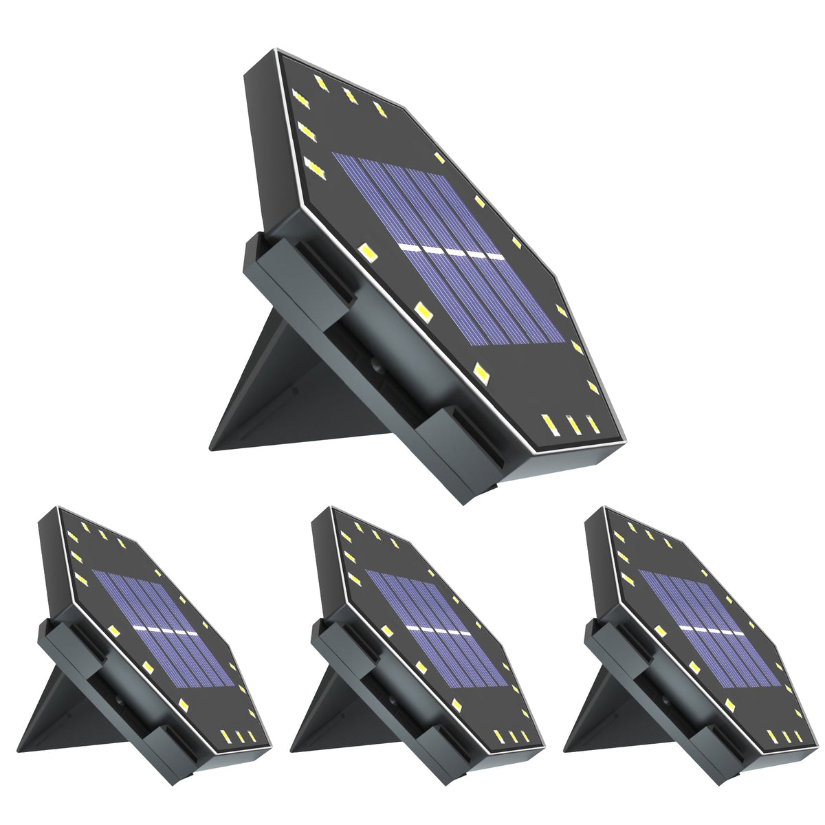 4 Pcs Low Voltage Integrated LED Solar Ground Light Outdoor Spliceable