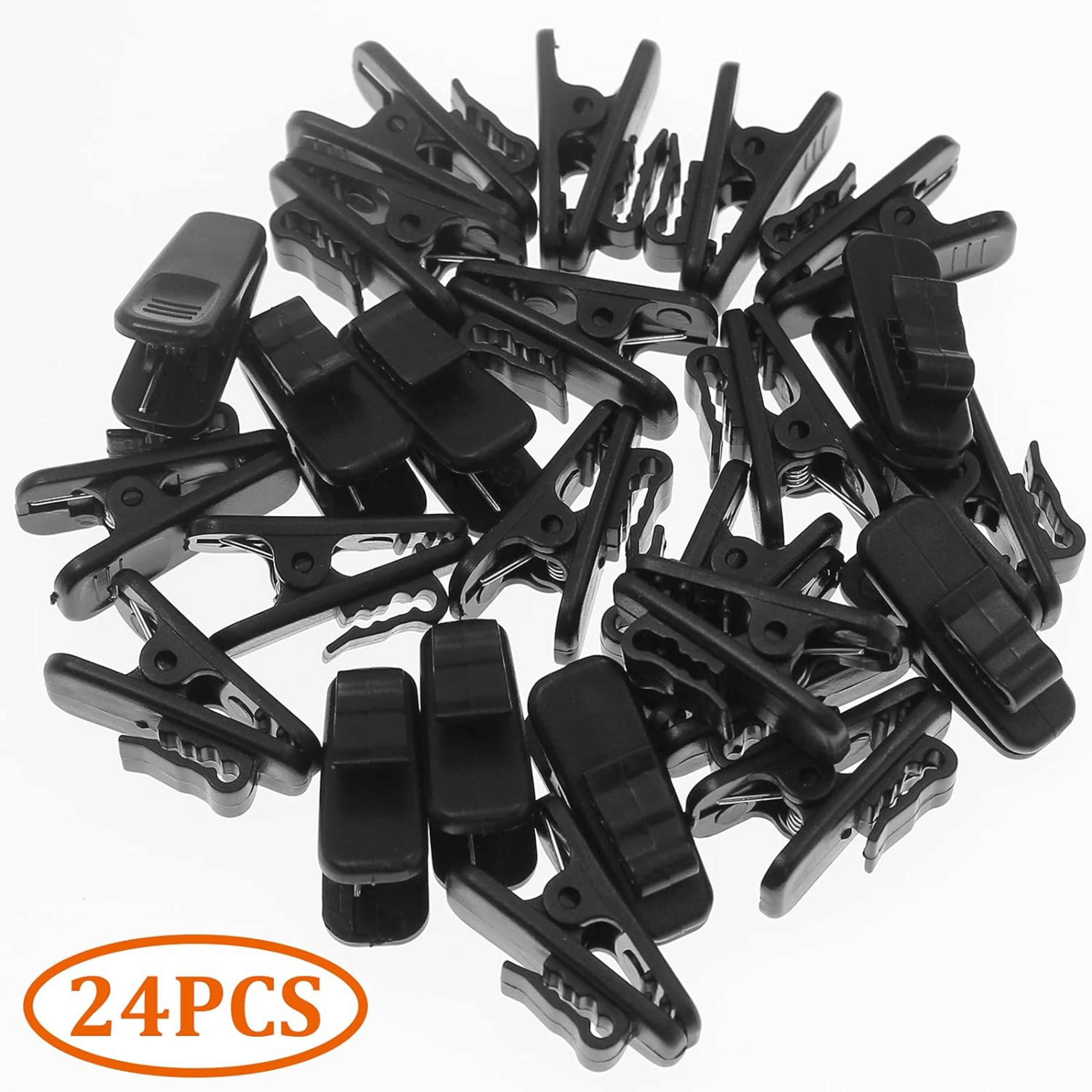 24 Pack Clips for Earphone Wire, Headphone Mount Cable Clothing Clip Use for Fixing Earphone/Microphone Cord (Black) - Horizon Bliss