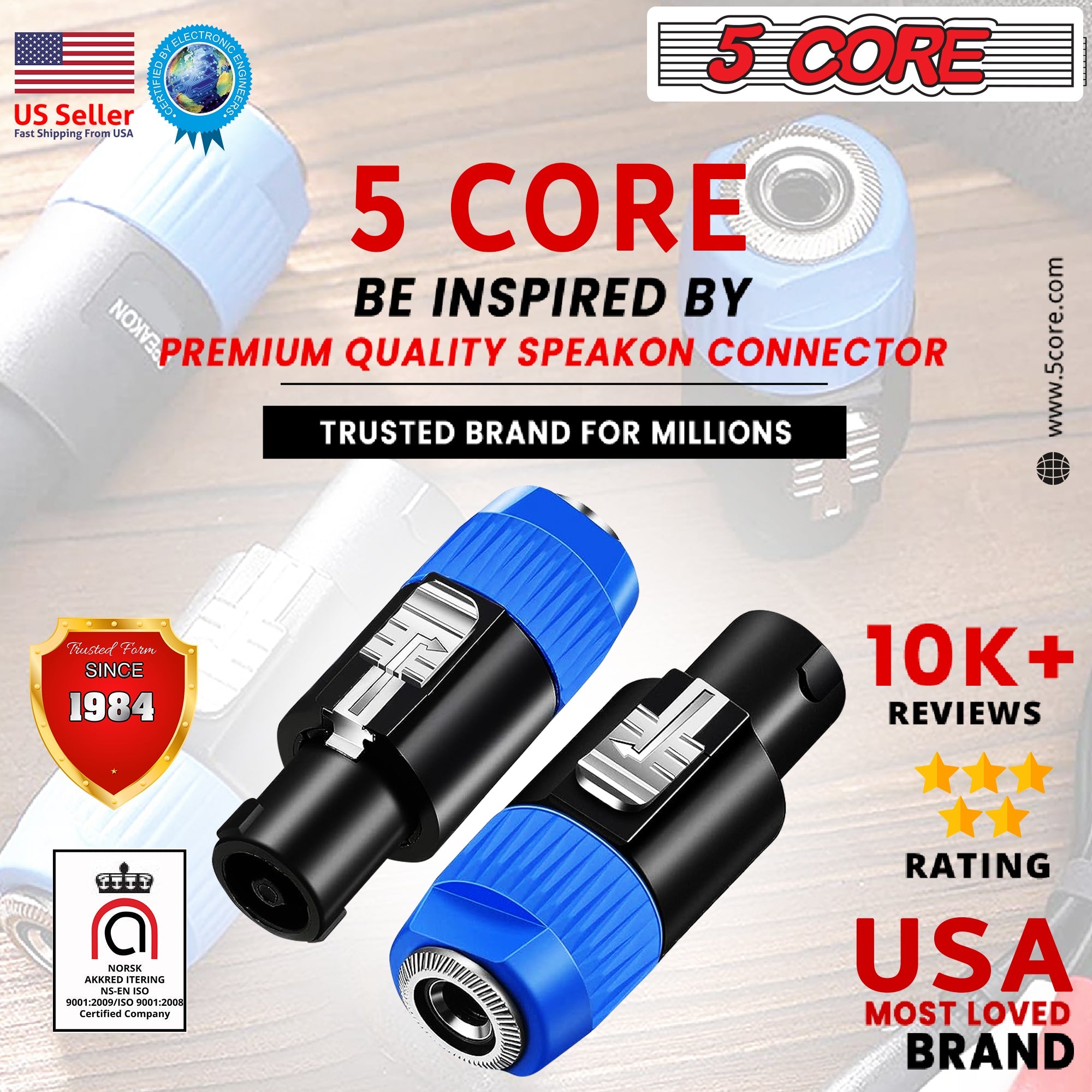 5 Core Speakon Adapter • High Quality Audio Jack Male Audio Pin •