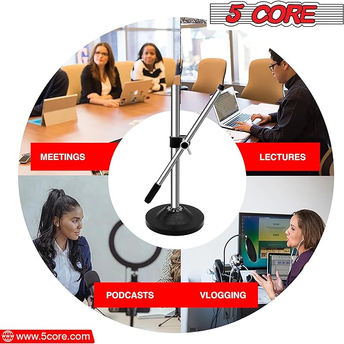 5 Core Desk Mic Stand Adjustable Table Round Base Portable Desktop - Horizon Bliss