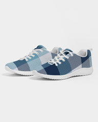 Mens Sneakers, Blue Plaid Low Top Canvas Running Shoes - Horizon Bliss