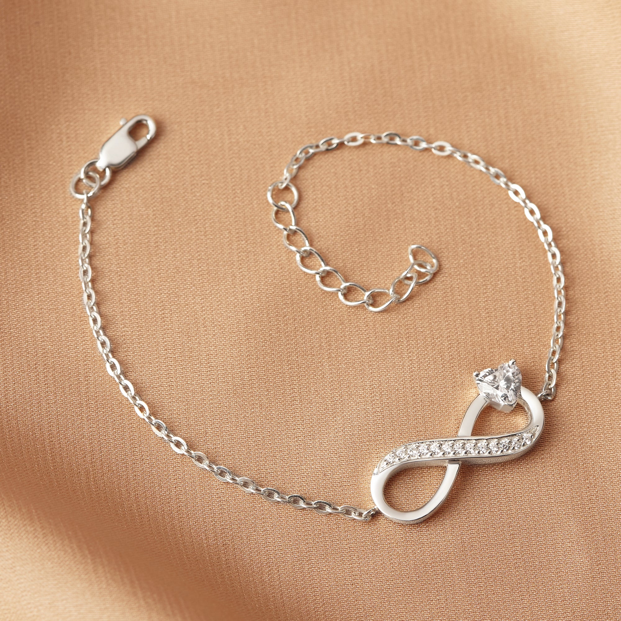 Infinity Charm Bracelet With Stone, Infinity Shape Bracelet, Stone - Horizon Bliss