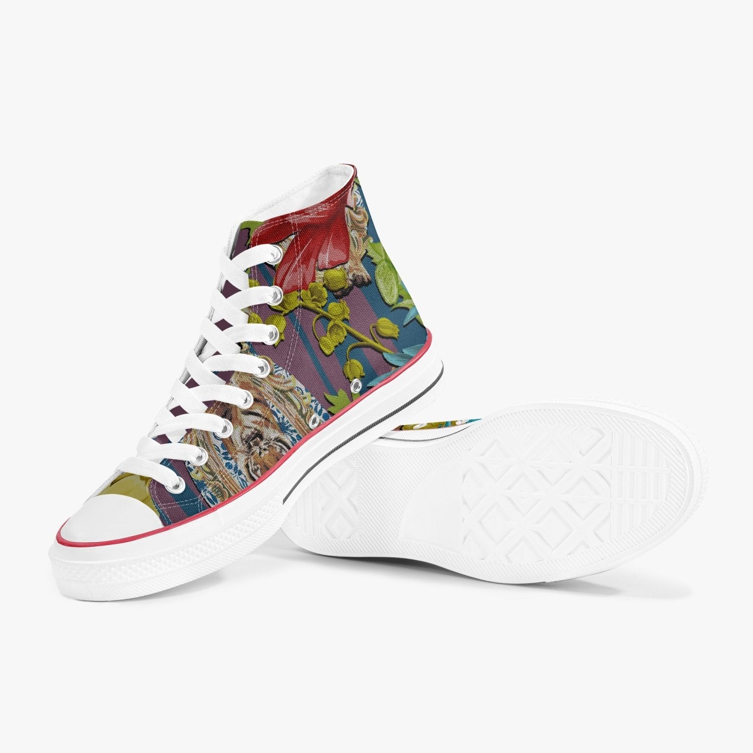 Jacki Easlick Tiger Flower Printed Canvas High Top Sneakers