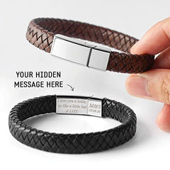 Personalized Leather Bracelet With Hidden Message, Boyfriend Gifts - Horizon Bliss