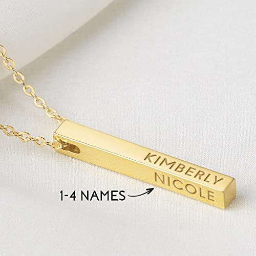 Personalized Mother Necklace, 4 Side Bar Necklace, Kids Names Necklace - Horizon Bliss