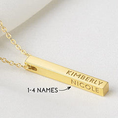 Personalized Mother Necklace, 4 Side Bar Necklace, Kids Names Necklace - Horizon Bliss