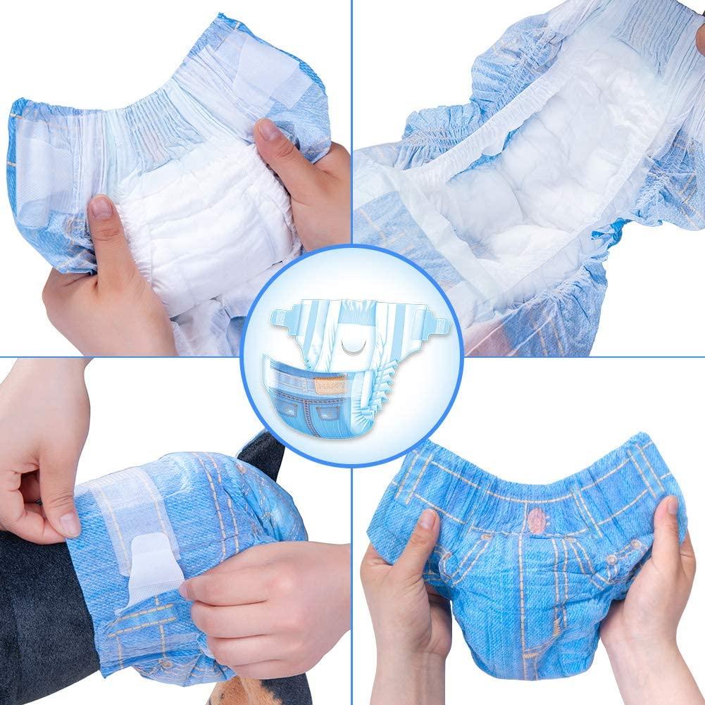 Disposable Dog Diapers for Female Dogs - Jeans Super Absorbent Soft