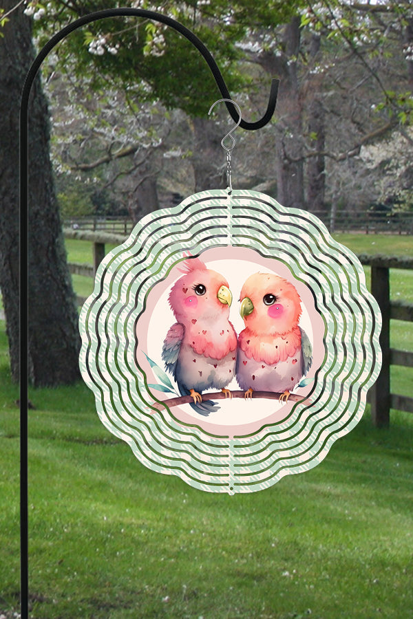 Valentine's Day Cute Birds Hearts Wind Spinner