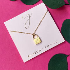 Scripted Notes Locket Initial Necklace - Horizon Bliss