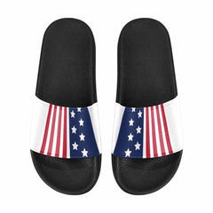 Mens Slide Sandals, Stars And Stripes Print - Horizon Bliss