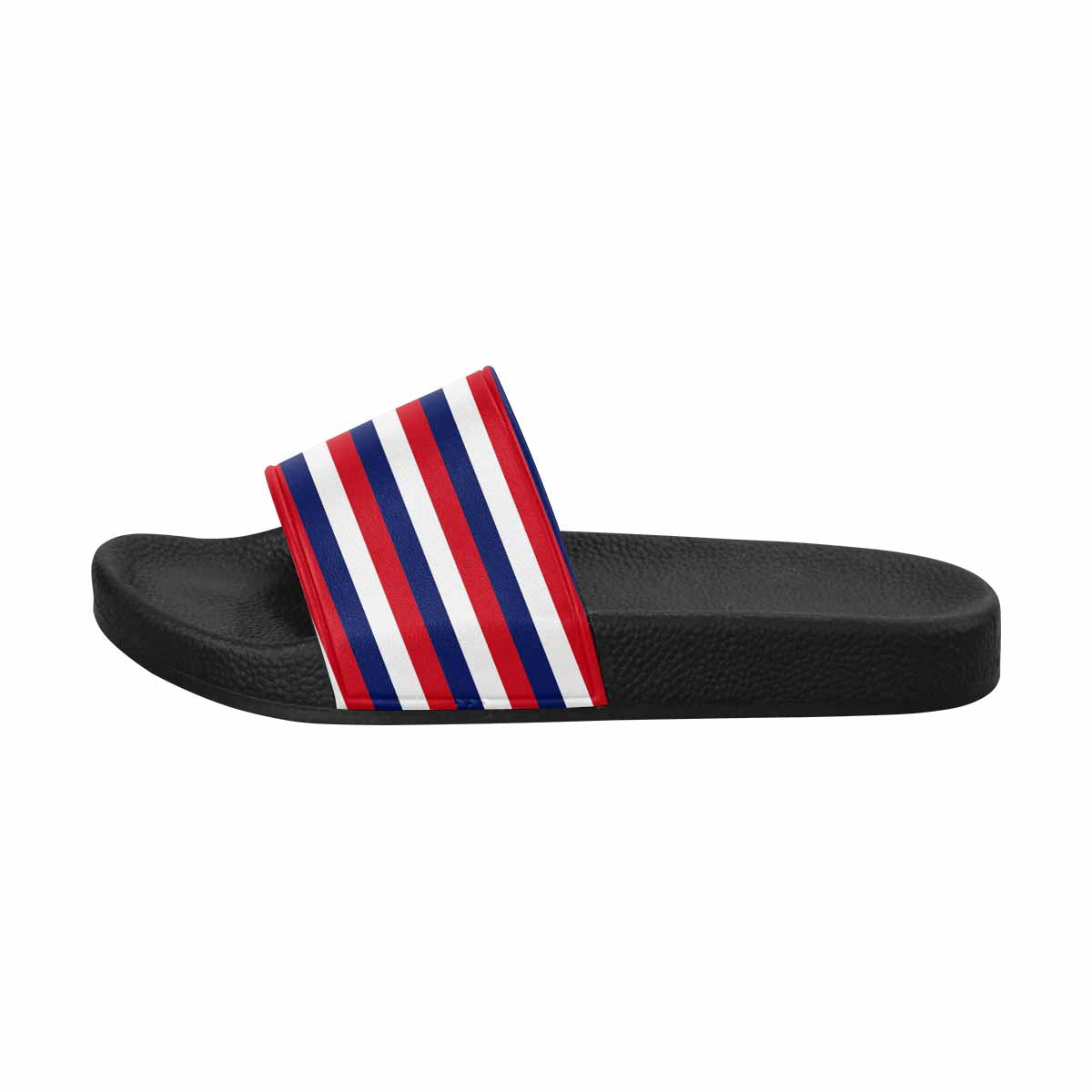 Mens Slide Sandals, Red White And Blue Stripe Slip On Shoes, S51465 - Horizon Bliss