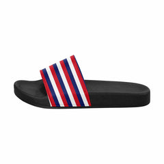 Mens Slide Sandals, Red White And Blue Stripe Slip On Shoes, S51465 - Horizon Bliss