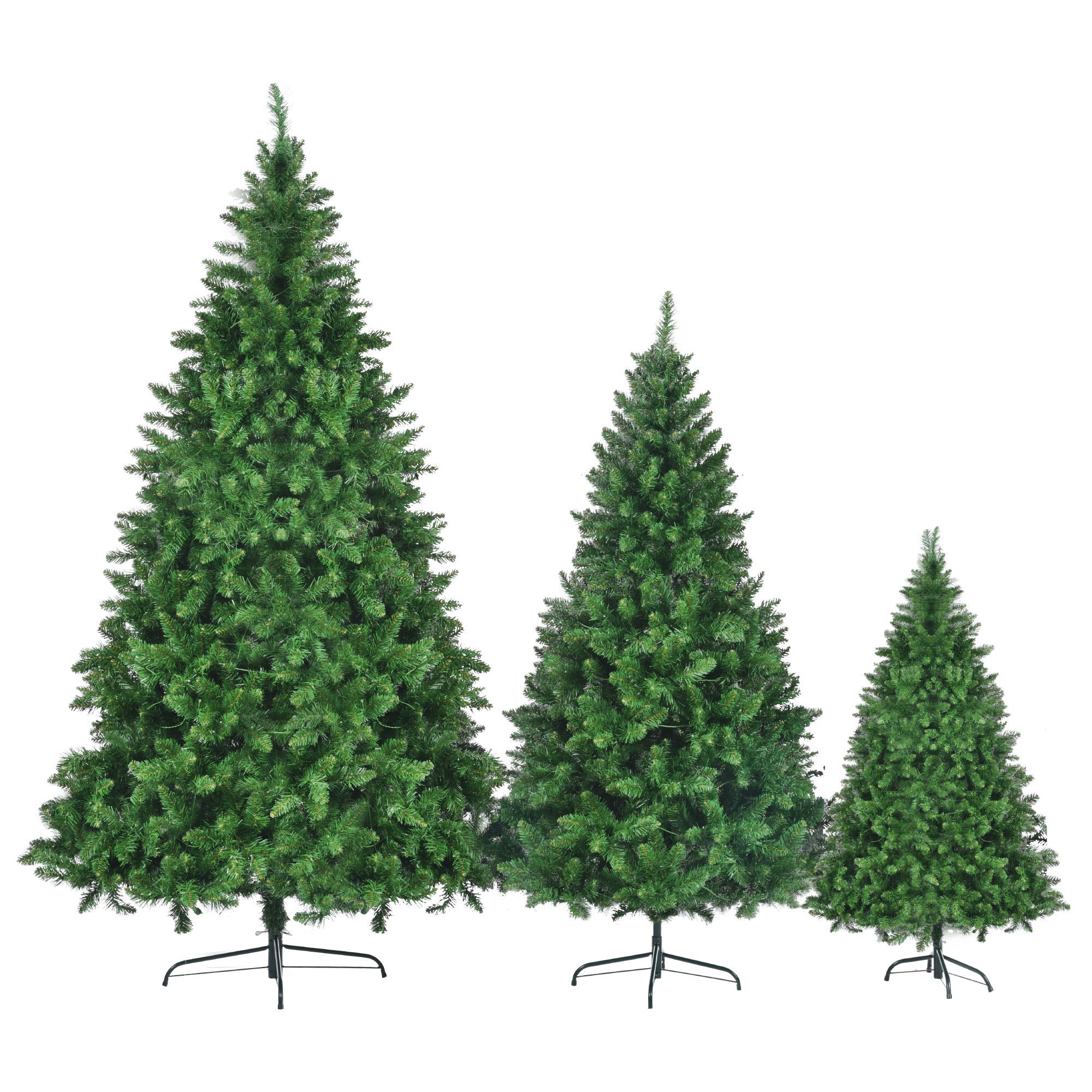 8FT, 6FT, 4FT Pre-Lit Green Pine Artificial Christmas Tree, Set of 3