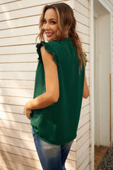 Chic Elegant Green Flounced Tank Top - Horizon Bliss