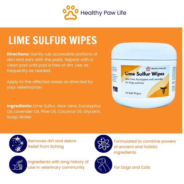 Healthy Paw Life’s Lime Sulfur Wipes - Relief for Itching, Scratching,