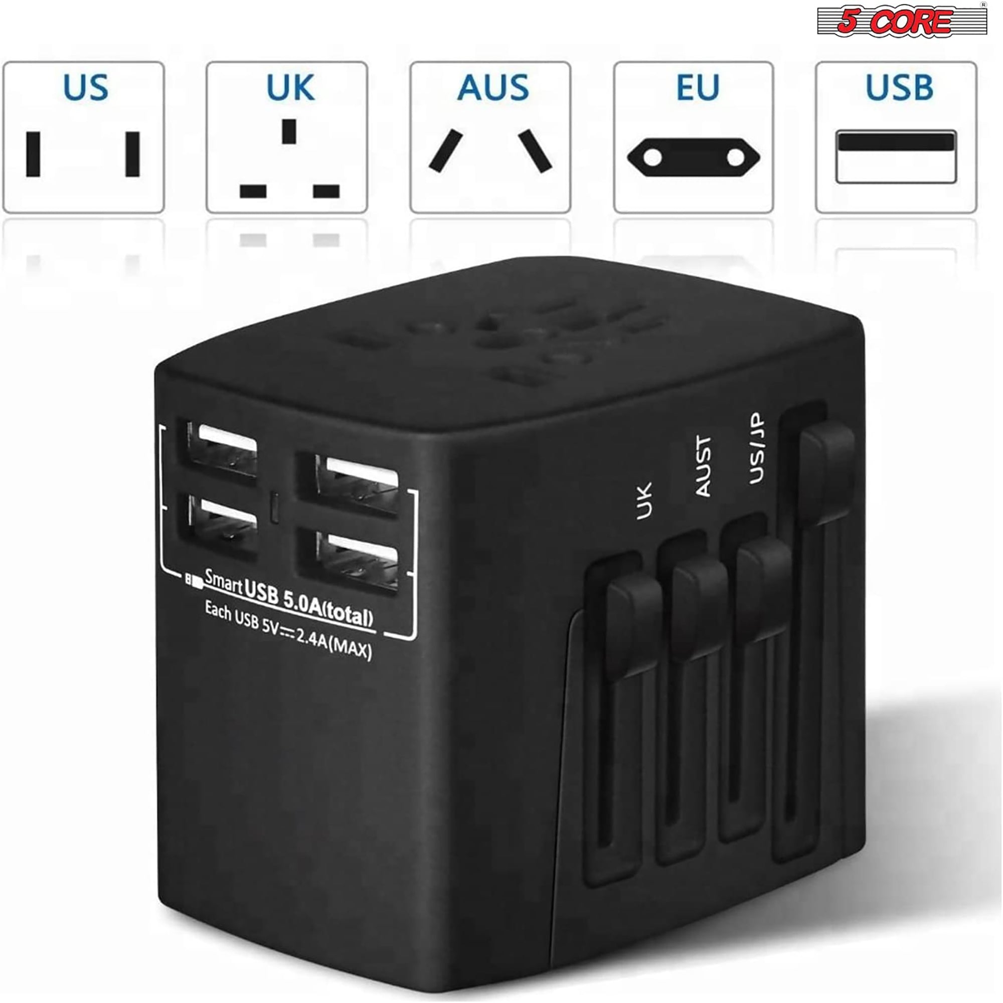 5Core Univedrsal Travel Adapter International Power Adapters 3 Pack