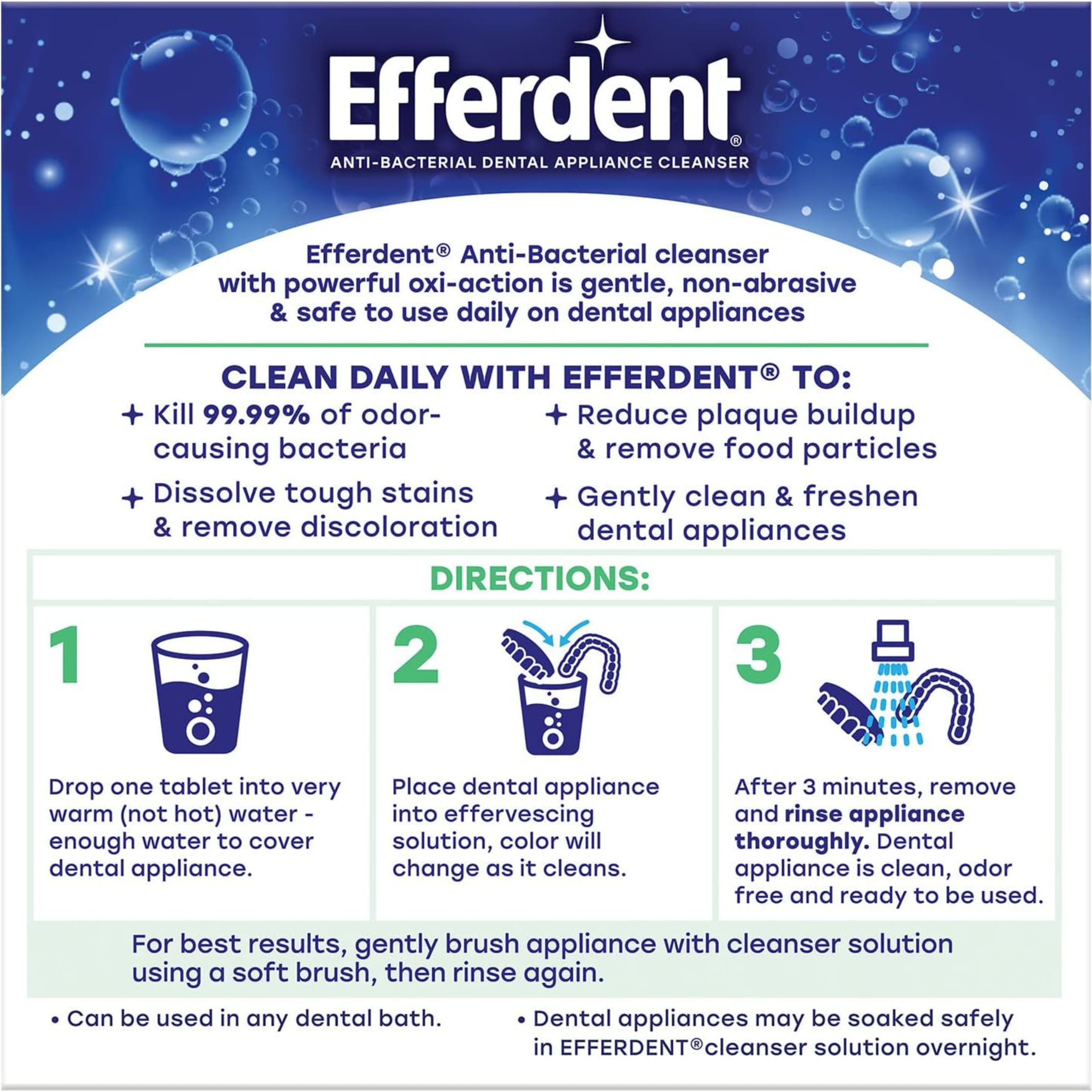 Retainer Cleaning Tablets, Denture Cleaning Tablets for Dental Appliances, Minty Fresh & Clean - Horizon Bliss