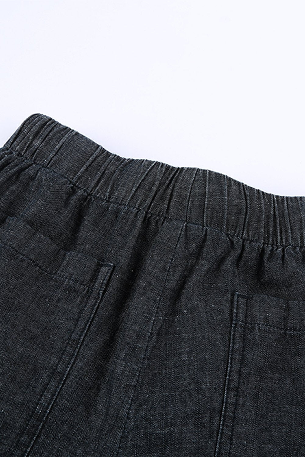 Casual Black Pocketed Frayed Denim Shorts - Horizon Bliss