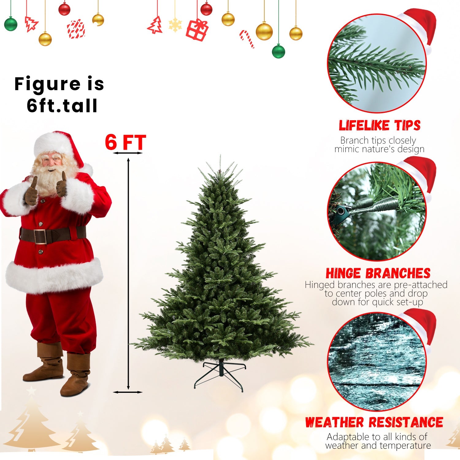 8FT Christmas Tree Simulate Nature Advanced Materials Premium Hinged