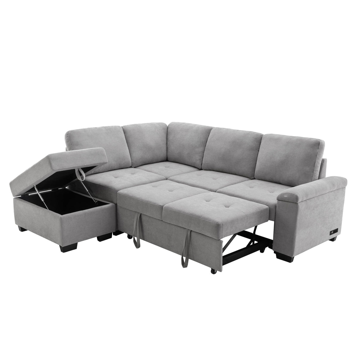 Sleeper Sectional Sofa, L-Shape Corner Couch Sofa-Bed with Storage - Horizon Bliss