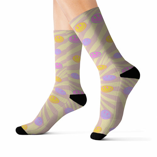 Retro Happy Face Fun Novelty Socks - Horizon Bliss