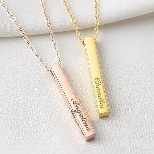 Personalized Mother Necklace, 4 Side Bar Necklace, Kids Names Necklace - Horizon Bliss