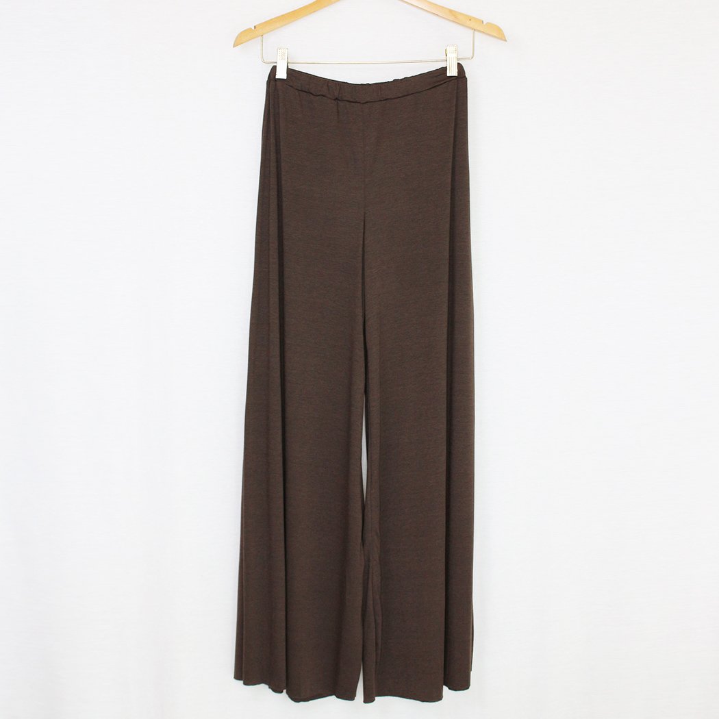 Elastic Waist Wide Leg Pants Brown - Horizon Bliss