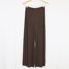 Elastic Waist Wide Leg Pants Brown - Horizon Bliss