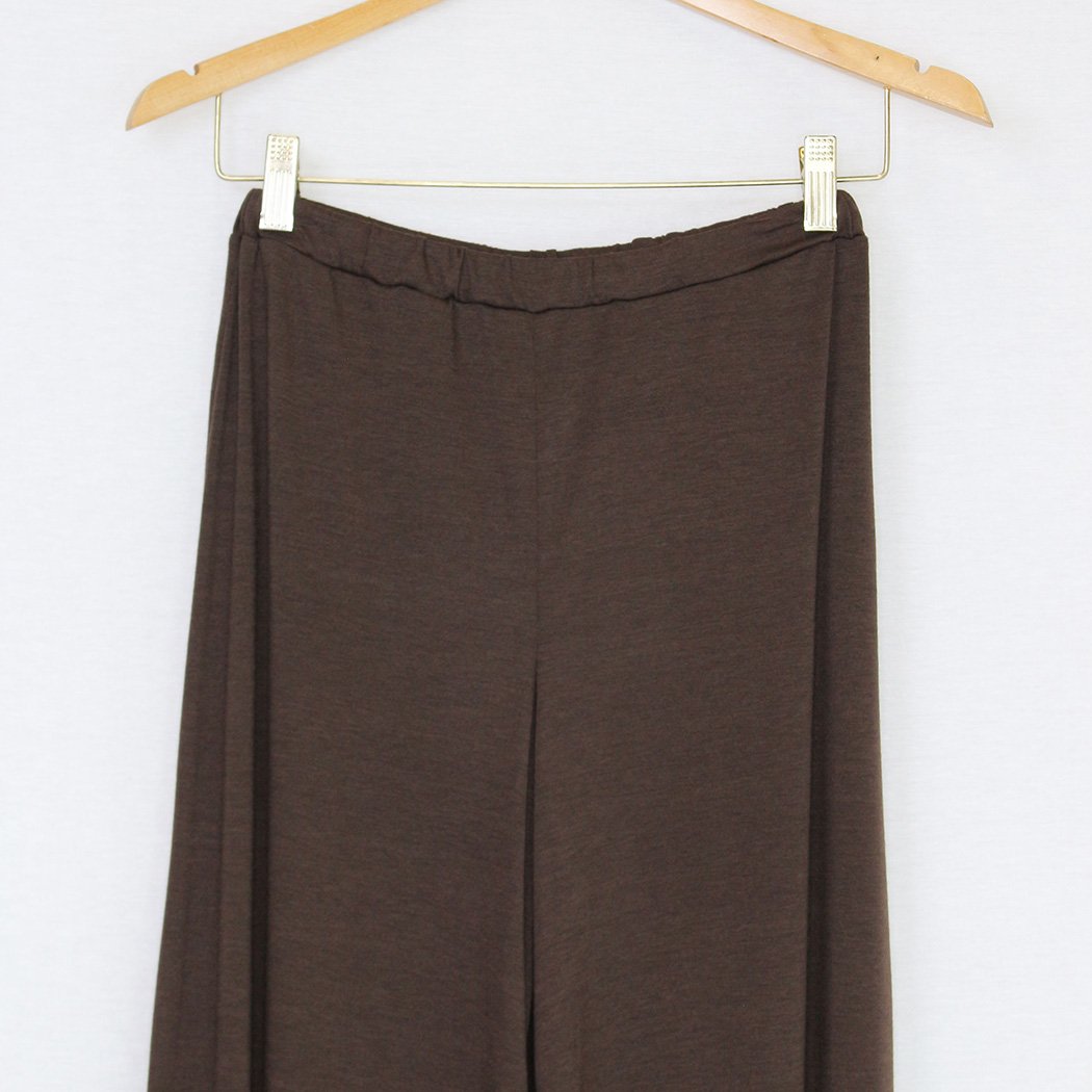 Elastic Waist Wide Leg Pants Brown - Horizon Bliss