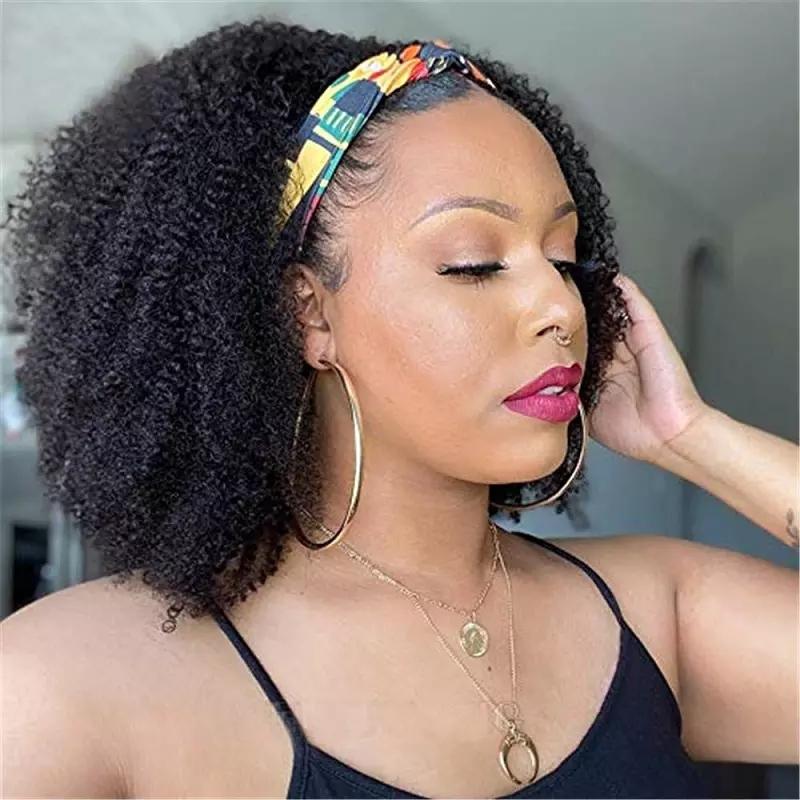 Headband Wig Afro Kinky Curly Human Hair Scarf Wig No GLUE Easy Wear - Horizon Bliss