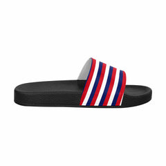 Mens Slide Sandals, Red White And Blue Stripe Slip On Shoes, S51465 - Horizon Bliss