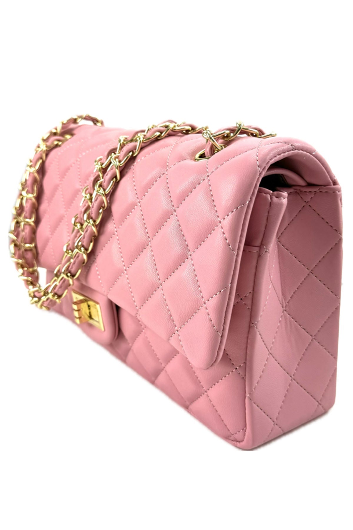 QUILTED FAUX LEATHER HAND BAG