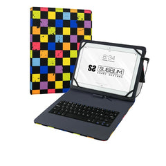 Case for Tablet and Keyboard Subblim Squares Spanish Qwerty - Horizon Bliss