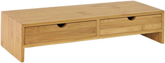 VIKUS Bamboo Monitor Stand Desk Organizer with 2 Drawers