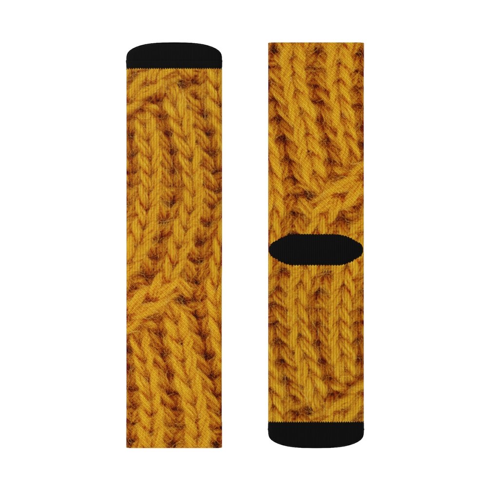 Mustard Print Wool Fun Novelty Socks - Horizon Bliss