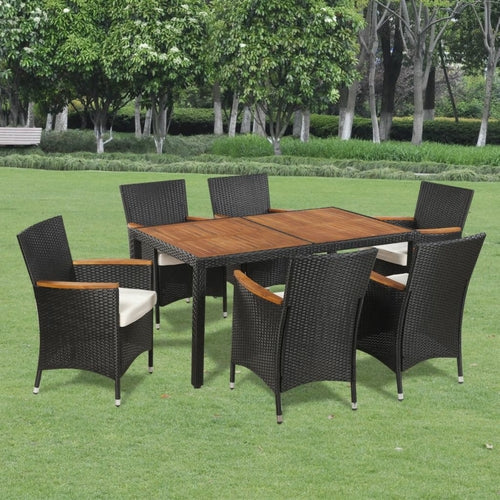 9 Piece Outdoor Dining Set with Cushions Poly Rattan - Horizon Bliss