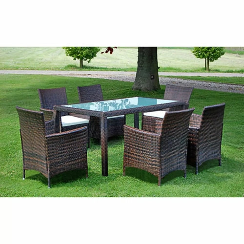 9 Piece Outdoor Dining Set with Cushions Poly Rattan Gray - Horizon Bliss