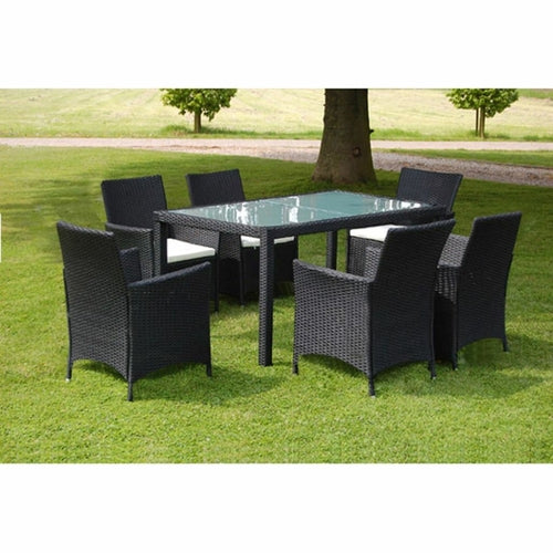 9 Piece Outdoor Dining Set with Cushions Poly Rattan Gray - Horizon Bliss