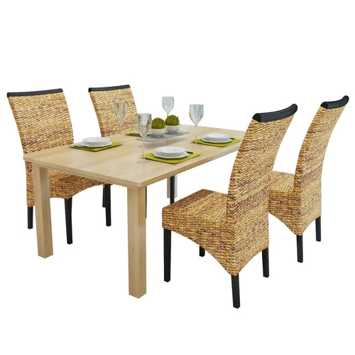 Dining Chairs 4 pcs Abaca and Solid Mango Wood - Horizon Bliss