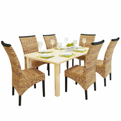 Dining Chairs 4 pcs Abaca and Solid Mango Wood - Horizon Bliss