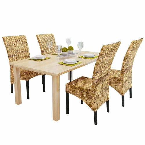 Dining Chairs 4 pcs Abaca and Solid Mango Wood - Horizon Bliss